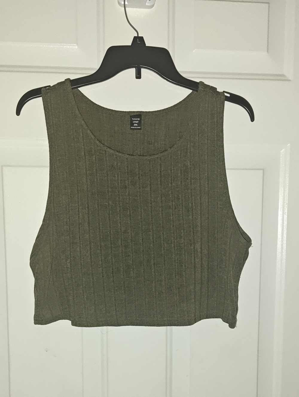SHEIN Olive Ribbed Cropped Tank